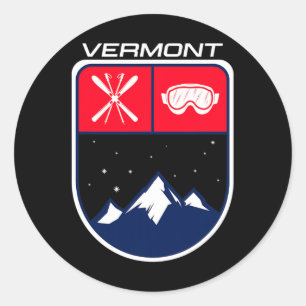 Ski Vermont Mountain Skiing Trail Skier Goggle Pol Ronde Sticker