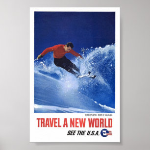 Ski vintage Aspen Colorado Affiche de voyage Art