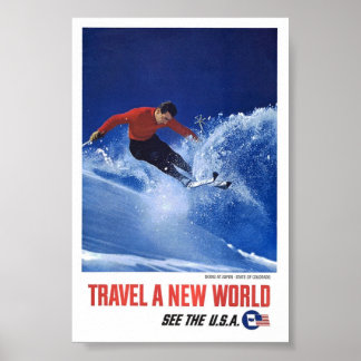 Ski vintage Aspen Colorado Affiche de voyage Art
