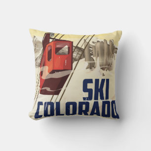 Ski! Vintage de reisposter van Colorado Kussen