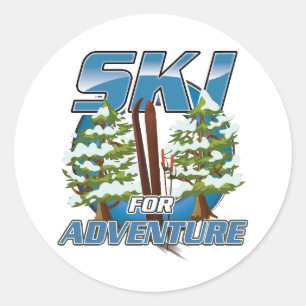 Ski voor avontuurlijke reis logo ronde sticker