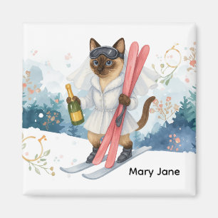 Ski voor vrijgezellenfeest Siamese kat liefhebbers Magneet