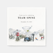 Ski Vrijgezellenfeest Waterverf Gondel & Blokhut Servet (Voorkant)