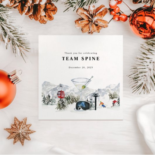 Ski vrijgezellenfeest waterverf gondel & blokhutte servet