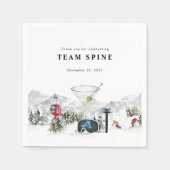 Ski vrijgezellenfeest waterverf gondel & blokhutte servet (Voorkant)