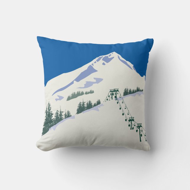 Ski Winter Scene Pillow Kussen (Voorkant)