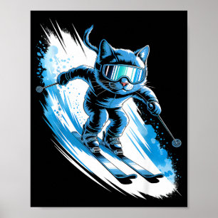 Ski wintersport skiër grappige skicat poster