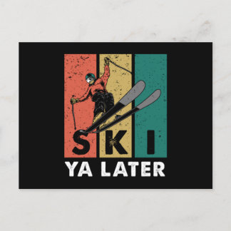 Ski Ya Later Retro Skier Winter Sports Skiing Gift Briefkaart