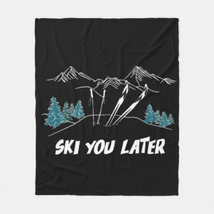 Ski you Later Mountains Winter Sports Fleece Deken