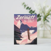 Ski Zermatt retro vakantieposter Briefkaart (Staand voorkant)