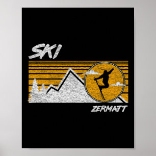 Ski Zermatt Zwitserland Retro Skieën T-shirt  Poster