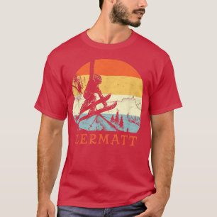 Ski Zermatt, Zwitserland  Retro Snow Skiing T-shirt