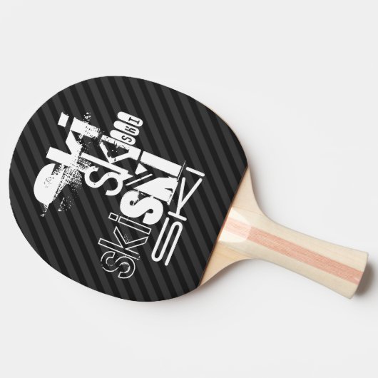 Ski; zwarte en donkergrijze strepen tafeltennisbatje (Zijkant)