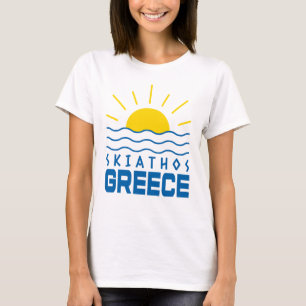 Skiathos Griekenland Zonneschijn En Zee Golven Dam T-shirt