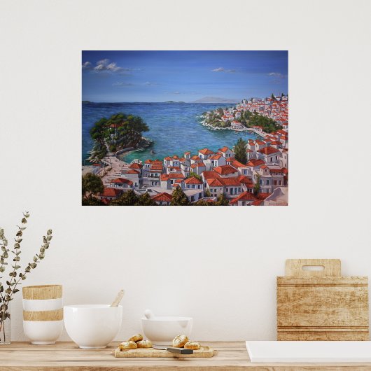 Skiathos Harbour Light Poster (Keuken)