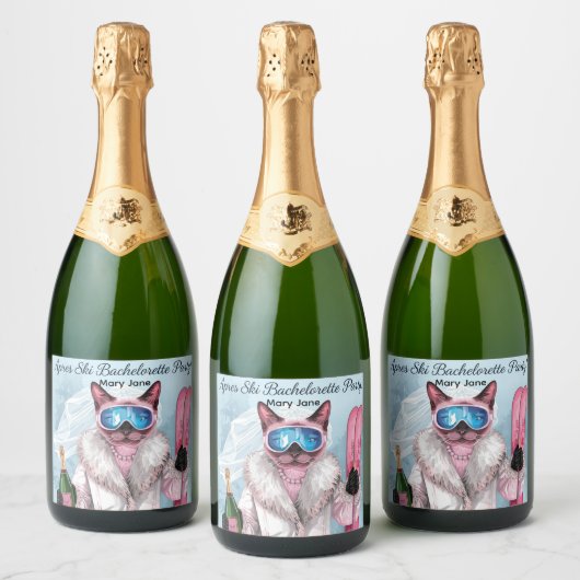 Skibachelorette Party Bruid op de Helling Sparkling Wijnetiket (Flessen)