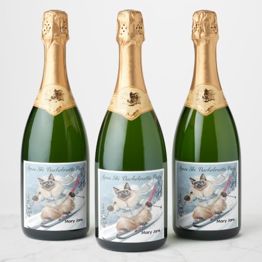 Skibachelorette Party Bruid op de Helling Sparkling Wijnetiket (Flessen)