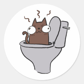 Skibbidi poep kat ronde sticker