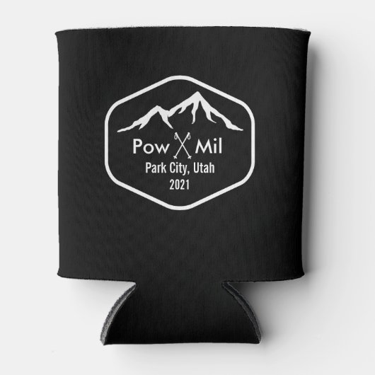  skiberg aangepaste tekst aan beide zijden zwart blikjeskoeler (Voorkant)