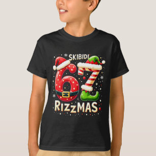 Skibidi 67 Rizzmas Kerst Meme Grappige Elf Kerstma T-shirt