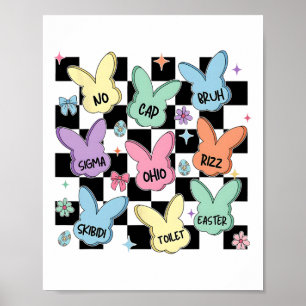Skibidi Easter Egg Hunt Day Funny No Pet Rizz Meme Poster