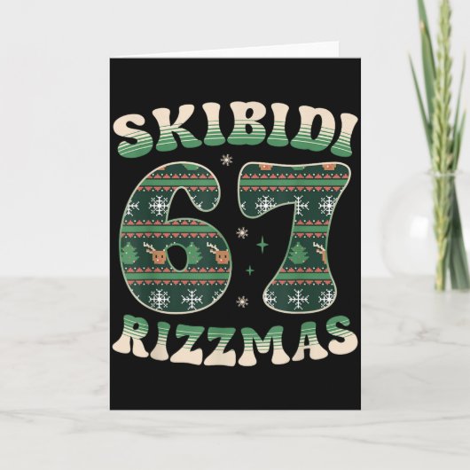 Skibidi Rizzmas 67 Six Seven Meme Ugly Christmas F Kaart (Voorkant)