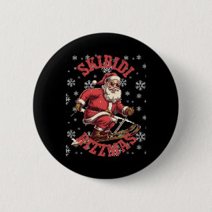 Skibidi Rizzmas Funny Santa Rizz Christmas Ski San Ronde Button 5,7 Cm