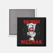 Skibidi Rizzmas Funny Santa Toilet White Elephant  Magneet (Voorkant / Achterkant)