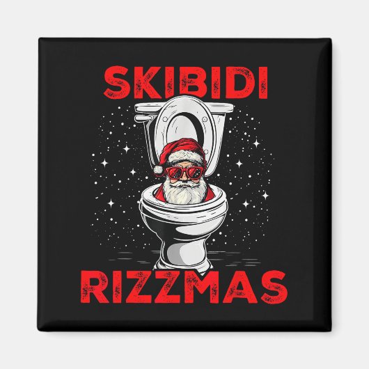 Skibidi Rizzmas Funny Santa Toilet White Elephant  Magneet (Voorkant)