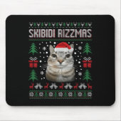 Skibidi Rizzmas Funny Silly Staring Cat Ugly Sweat Muismat (Voorkant)