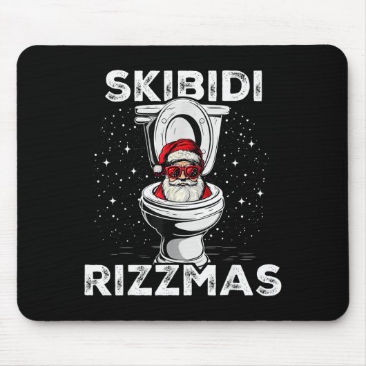 Skibidi Rizzmas Funny Toilet Santa White Elephant Muismat (Voorkant)
