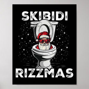 Skibidi Rizzmas Grappig Toilet Santa White Elephan Poster