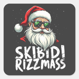 Skibidi Rizzmas Grappige Gen Alpha Slang Kerstmis Vierkante Sticker