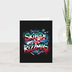 Skibidi Rizzmas Grappige Kerstmis Snowboarden Kers Kaart