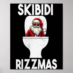 Skibidi Rizzmas Grappige Toilet Kerstman Kerstmis Poster