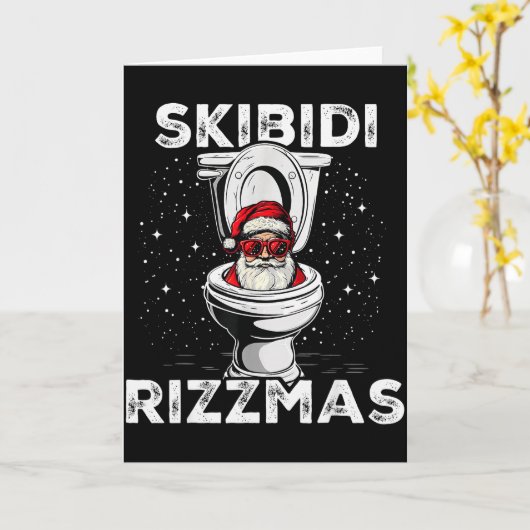 Skibidi Rizzmas Grappige Toilet Sinterklaas Witte Kaart (Gele Bloem)