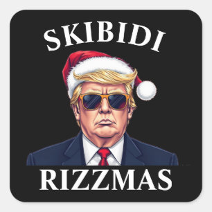 Skibidi Rizzmas maken kerst weer geweldig Kerstmis Vierkante Sticker