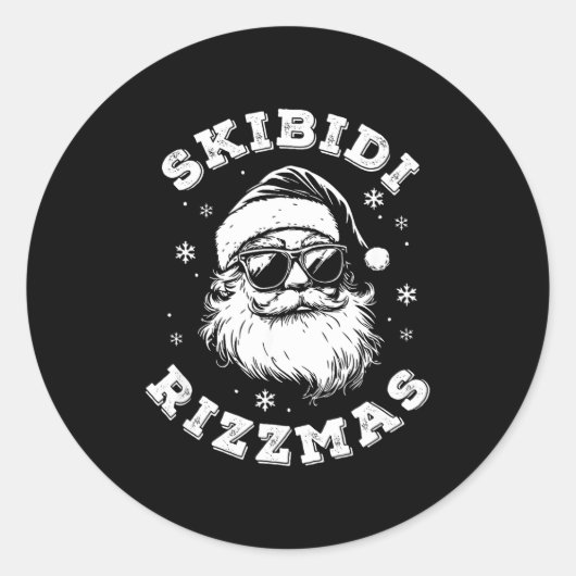 Skibidi Rizzmas Santa Funny Christmas Gen Alpha Sl Ronde Sticker (Voorkant)