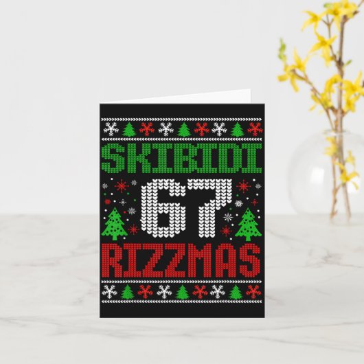 Skibidi Six Seven Rizzmas Funny Meme 67 Ugly Chris Kaart (Gele Bloem)