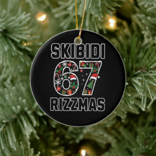 Skibidi Six Seven Rizzmas Grappige Kerst 2025 Meme Keramisch Ornament