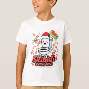 Skibidi Sleigh Bells gen Alpha meme Kerstmis T-shirt