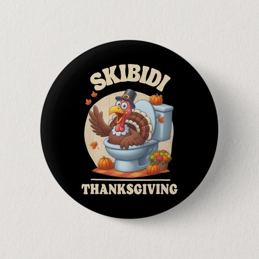 Skibidi Thanksgiving Funny Meme Skibidi Toilet Tur Ronde Button 5,7 Cm (Voorkant)