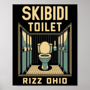 Skibidi Toilet Rizz Ohio Grappige meme Retro Vinta Poster