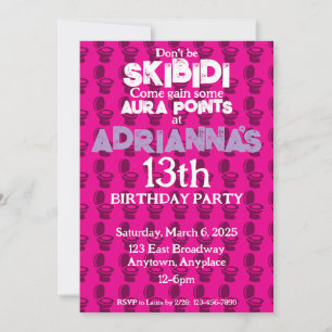 Skibidi Toilet rose Anniversaire Invitation