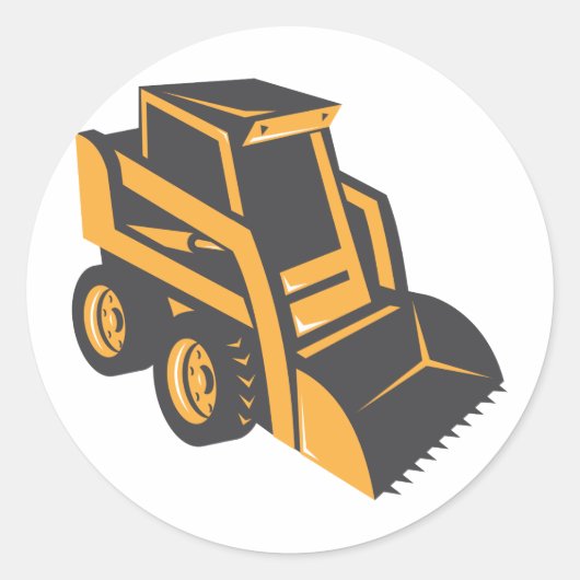 Skid Steer Digger Truck Ronde Sticker (Voorkant)