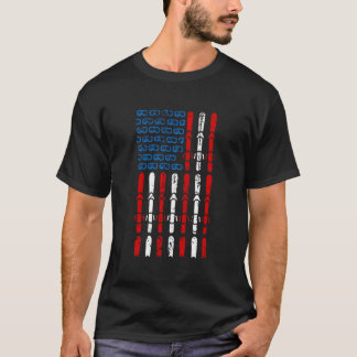 Skiën Amerikaanse Vlag 4 Juli Ijs Schaatser VS T-shirt