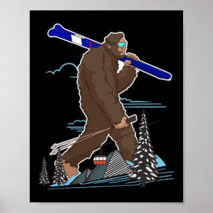 Skiën Bigfoot Funny Sasquatch Ski voor Winter Skie Poster