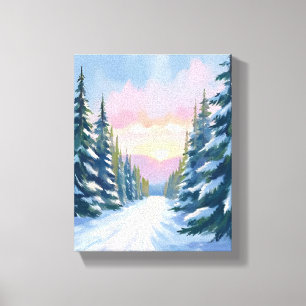 Skiën bij zonsondergang Winterberg-skipad Canvas Afdruk