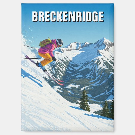 Skiën Breckenridge Colorado Skier Travel Magneet (Voorkant)