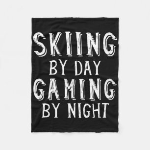 Skiën door dag gaming door nacht skiër cadeau voor fleece deken